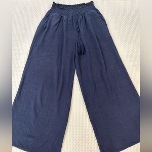 frabrik wide leg navy pants